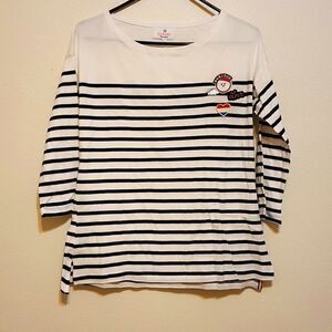 NWT Sundry Maritime Women's Navy Striped Bonjour Nautical 3/4 Sleeve Top - Sz. 1